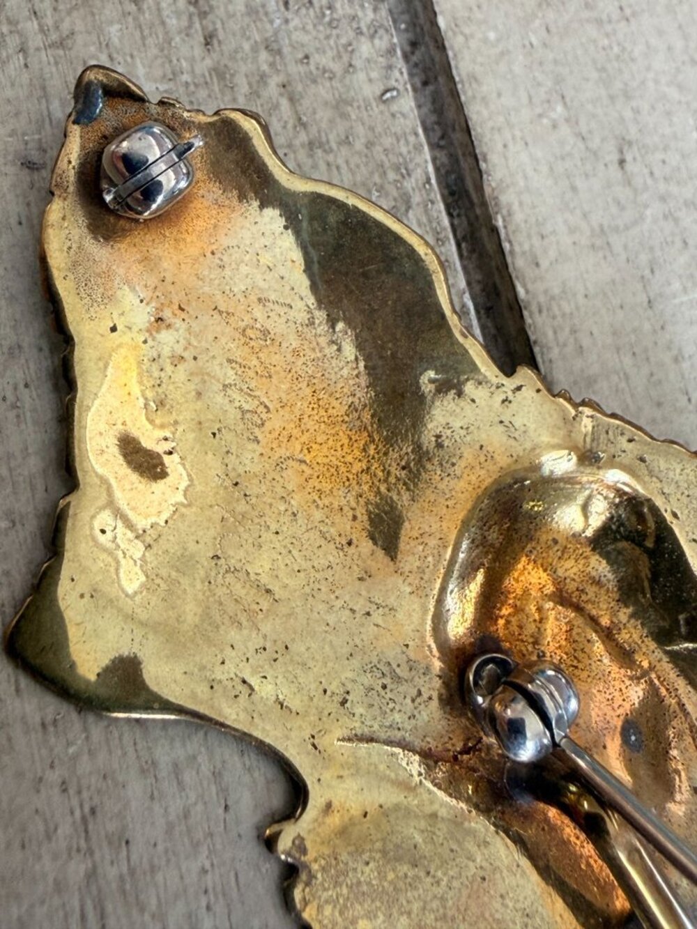 Vintage Brass Dog Head Brooch Pin Golden Retriever Spaniel Hand‑Signed - Picture 7 of 8